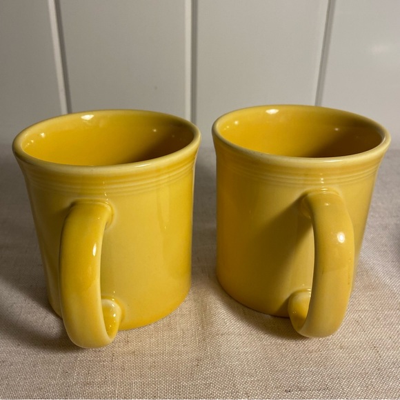 Vintage HLC Fiesta USA yellow MUG SET wide D handle 2 MUGS fiesta ware - Picture 5 of 16